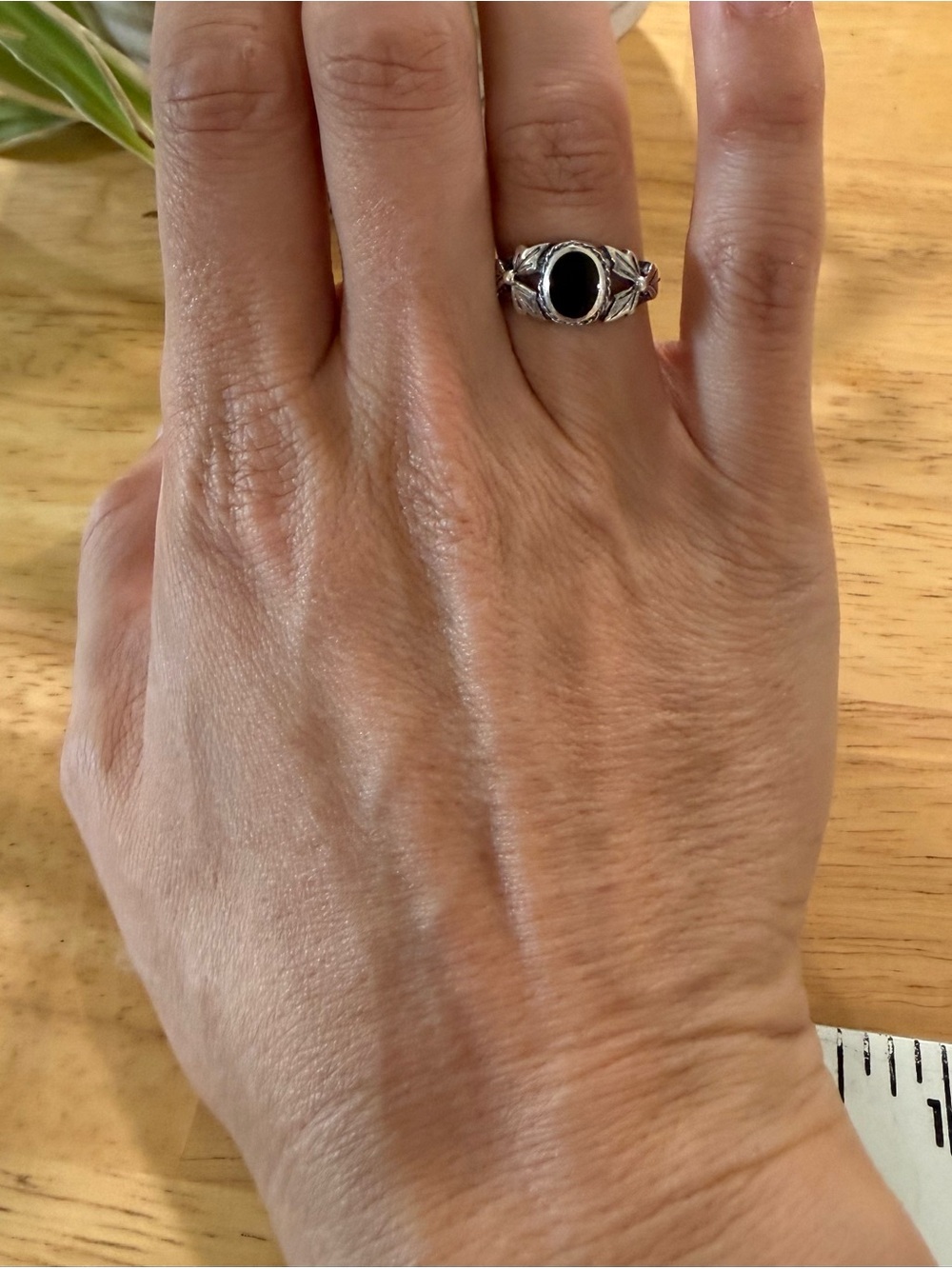 Sterling Silver Ring With Black Stone Like Center